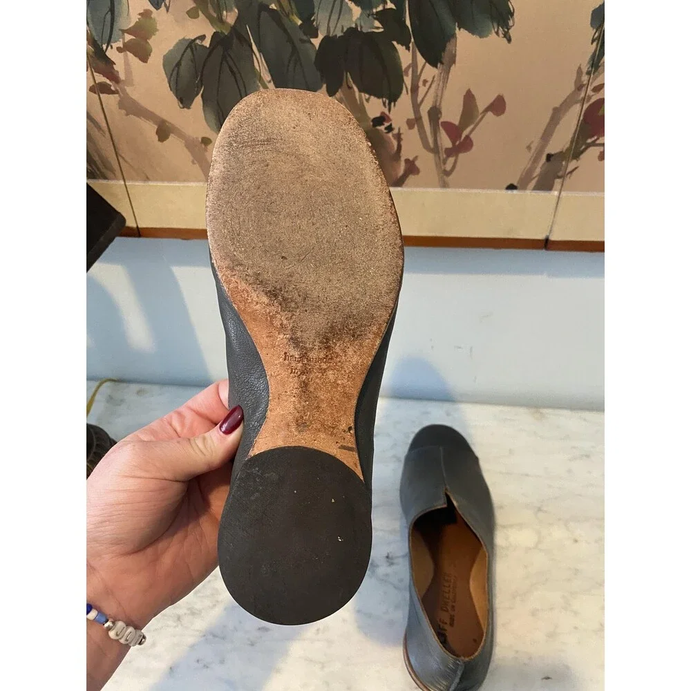Cliff Dweller Shoes Womens Size 6.5 Green Leather Cap Toe Slip On Flats USA
